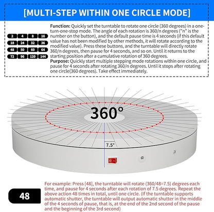 Programmable Motorized Electric Turntable Command-Controlled Rotating Platform Photography Turntable Secondary Development Motorized Electric Lazy Susan for 3D Scaner or Display with USB/Wi-Fi