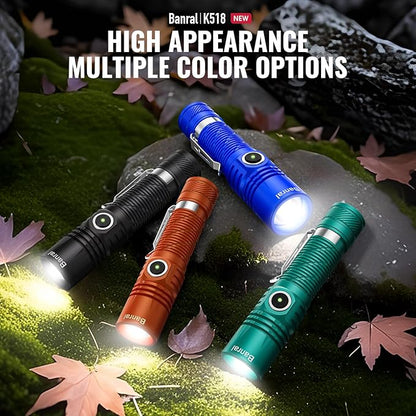 Banral Rechargeable Tactical Flashlights, High Lumens Small Mini USB-C LED Flashlight, Compact EDC Flash Light, 4 Modes&Memory Function, Waterproof Pocket Lights for Home,Camping,Emergency (1, Blue)