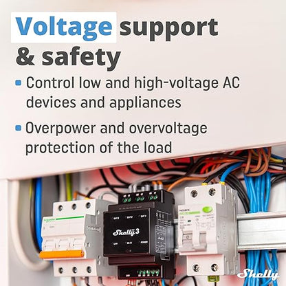 Shelly Pro 3 | Wi-Fi & LAN, 3-Channel Smart Relay | Home & Facility Automation | Compatible with Alexa & Google Home | iOS Android App | Lights Automation | Controller for Motorized Valve