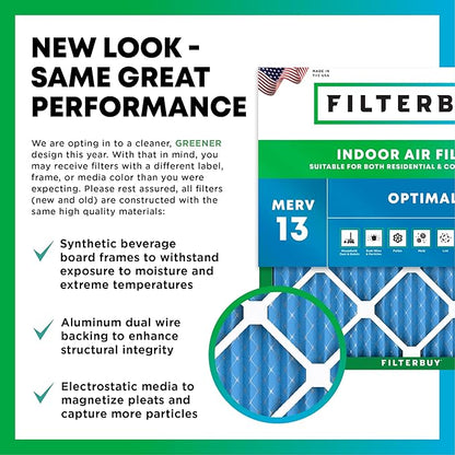 Filterbuy 10x18x4 Air Filter MERV 13 Optimal Smoke & Allergy Defense (12-Pack), Electrostatic Pleated HVAC AC Furnace Filters Replacement, Made in USA (Actual Size: 10.00 x 18.00 x 3.63)