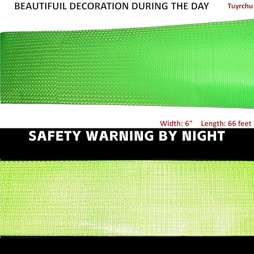 Green Reflective Tape Outdoor Waterproof 6 inch Wide, High Visibility Warning Industrial Marking Tape, Safety Stickers (68 feet)