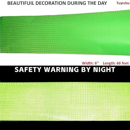 Green Reflective Tape Outdoor Waterproof 6 inch Wide, High Visibility Warning Industrial Marking Tape, Safety Stickers (68 feet)