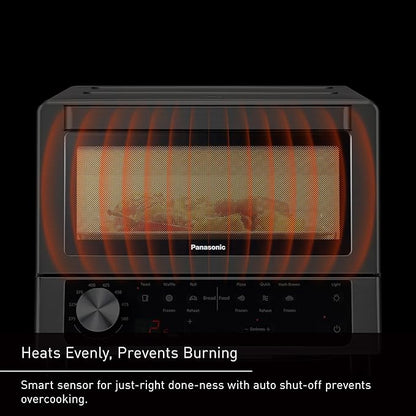 Panasonic FlashXpress Toaster Oven Countertop, Compact 4 Slice Toaster Oven w/Double Infrared Heating, PFAS-free, 6 Auto Cook Options & Precise Temperature Control, 1300W - NB-G200P (Stainless Steel)