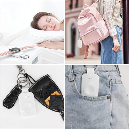 i.VALUX Portable Wireless Charger Compatible for Apple Watch Series 11/10/9/8/UItra/7/6/5/4/3/2/SE,Compact Magnetic iWatch Charger 1000mAh Power Bank Keychain Style for Mother Girl Birthday-White