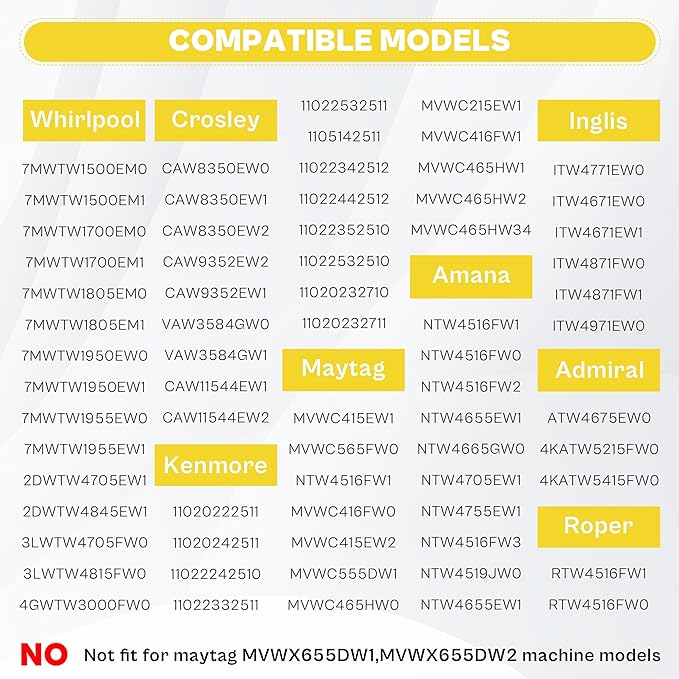 WTW5000DW1 WTW5000DW2 WTW5000DW3 Washer Lid Lock for Whirl-pool,May-tag,Ken-more Washer,W11307244 W10682535 Washer Lid Lock Assembly with W10837741 Washer Lid Strik by TOMOON