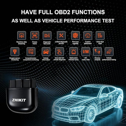 OBD2 Scanner Bluetooth for iPhone/Android -Wireless OBDⅡ Atuo Diagnostic Tool-Supports OBD2 Compliant Vehicles 1996 and Newer