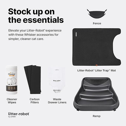 Litter-Robot 3 Connect by Whisker, Grey - Automatic, Self-Cleaning Cat Litter Box, Helps Reduce Litter Box Odors, Works with Almost Any Clumping Litter, WhiskerCare 1-Year Warranty