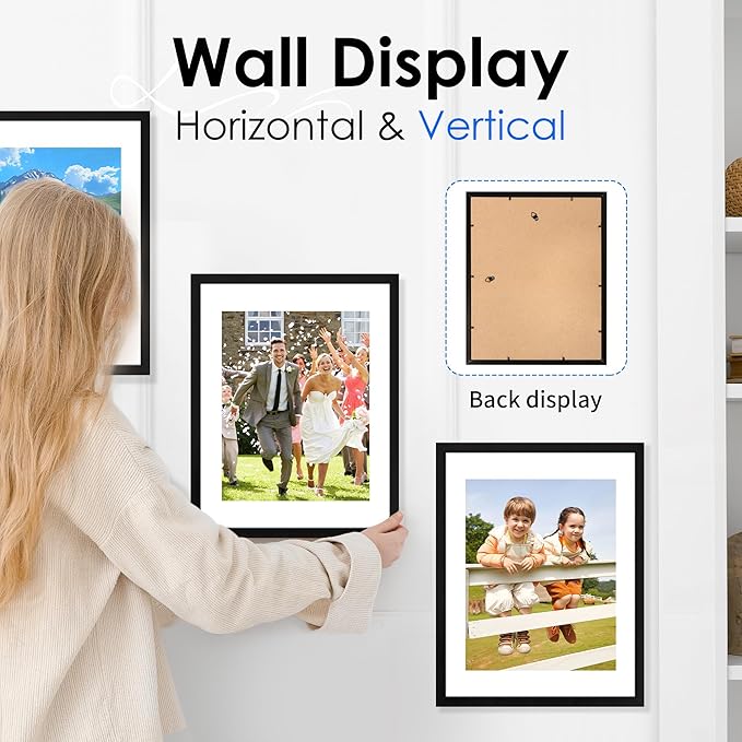 FIXSMITH 11x14 Picture Frame 1 Pack, Photo Frame with HD Plexiglass, Display Pictures 8x10 with Mat or 11x14 Without Mat, Black Picture Frames Collage Wall Decor, Gallary Wall Frame
