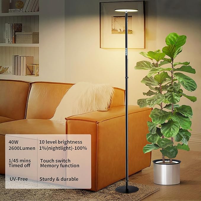 chiphy Grow Lights, Full Spectrum Plant Light for Indoor Plants, 40W, 10 Dimmable Brightness, 69" Heights Adjustable, 2025 Upgraded Compatible with Smart Plug, Ideal for Large Tall Plants