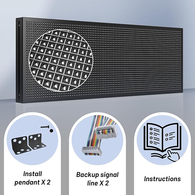 ‌Kochenkore P10 Programmable LED Sign, 63"x14" Scrolling Display, Waterproof Outdoor Digital Signage with WiFi Control, Indoor RGB Advertising Message Board for Business & Store Signs