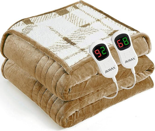 Heated Electric Blanket Queen Size - 84"x90" Flannel Heating Blanket with 10 Heating Levels & 5 Time Settings Over-Heat Protection, Winter Warmer for Adults with ETL Certification（Ivory）