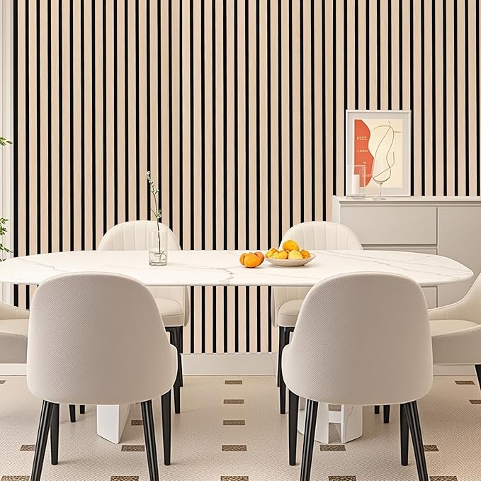 3D Slat Acoustic Wall Panels with Wood Finish Accent, 4 Pack Sound Absorbing Paneling for Studio, Office, Living Room, Bedroom Interior Decor (Natural Oak, 48''L x 24''W)