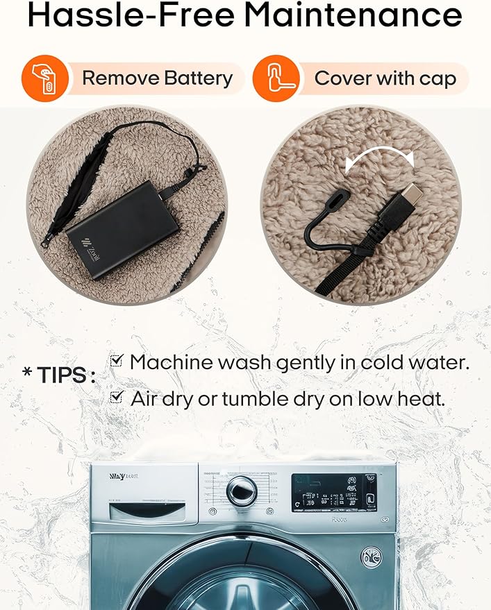 ZonLi Z-Walk Battery Operated Heated Blanket,Rechargeable 12v Portable Heated Blanket with 3 Heating Levels,Includes 20000mAh Power Bank,for Camping,Car,Stadium,Outdoors(Grey)
