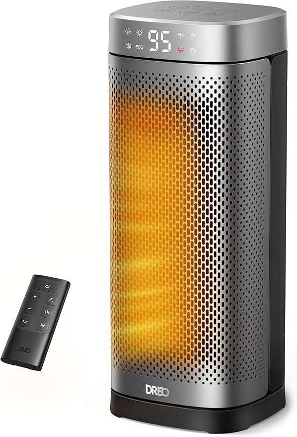 DREO Space Heaters for Indoor Use, Fast Heating Portable Heaters with Remote, Large PTC Ceramic Electric for Bedroom, 12H Timer, 70° Oscillation, Overheat Protection, 1500W Safety Heat for Home Office