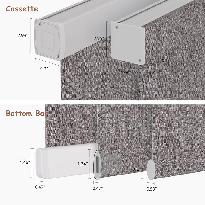 Motorized Roller Blinds with Remote, 100% Blackout Automatic Roller Shades for Bedroom, Bathroom, and Living Room, Customized Size, Carbon Gray