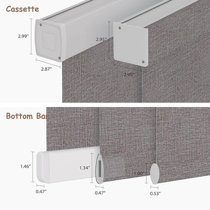Motorized Roller Blinds with Remote, 100% Blackout Automatic Roller Shades for Bedroom, Bathroom, and Living Room, Customized Size, Carbon Gray