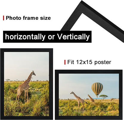 12x15 Picture Frame Black Set of 5,Wooden Frame 12x15 Wall Gallery Poster Photo frame with Durable Shatter Resistant Plexiglass for Wall Mounting Family -friend- wedding best gift