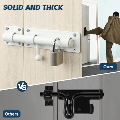 Alise 6 inch Barrel Bolt Latch,Slide Bolt Latch,Heavy Duty Solid SUS304 Stainless Steel Slide Lock for Wooden Fence,Barn Door,Interior or Outdoor Door White MS8000-W