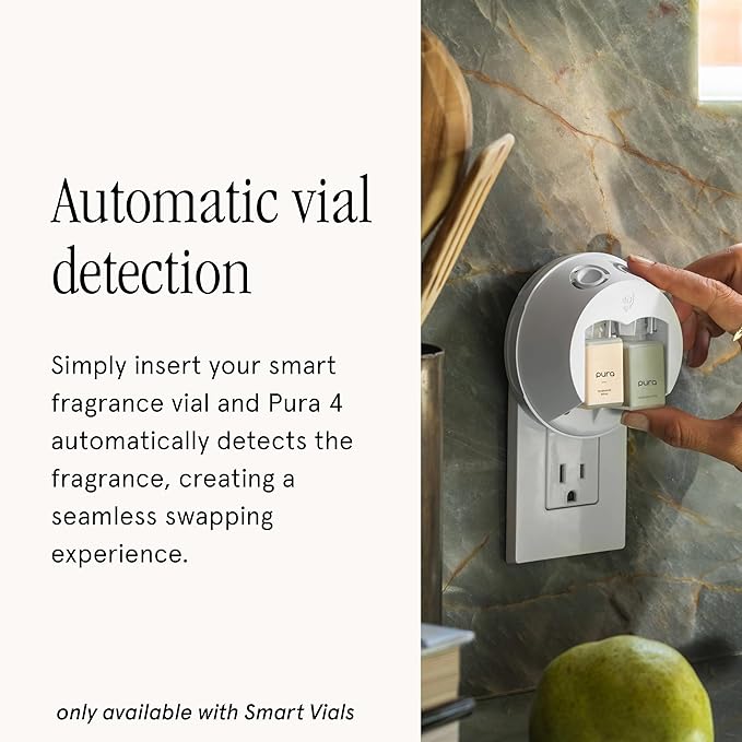 Pura Smart Home Fragrance Device Starter Set - Pura 4 - Scent Diffuser for Home - Includes Fragrance Aroma Diffuser - Square Box, SoHo and Noma Scent Refills