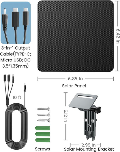 KJK 6W Solar Panel for Ring Camera, Trail Camera Solar Panel Charger with 5000mAh Battery for Game Camera and Security Camera,IP65 Waterproof, 360°Adjustable Bracket, Hunting Essentials