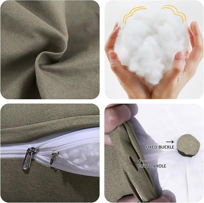 WOWMAX 85% Linen 15% Cotton Blend Headboard Pillow – Queen Size Reading Wedge Backrest for Bed, Handmade Firm Support Bolster Cushion with Removable Cover, Premium Bed Rest Pillow, Light Gray