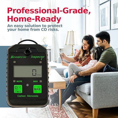 Inspector Portable Carbon Monoxide Detector with Visual and Audio Alarms – Waterproof Digital CO Detector for Personal, Ambient, and Combustion Monitoring