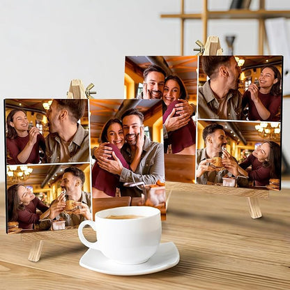 Custom Photo Frame with Stand, Personalized Picture Display, MDF and Wood Construction, Desktop Decor, Multiple Designs, Customizable Gift for Family and Friends