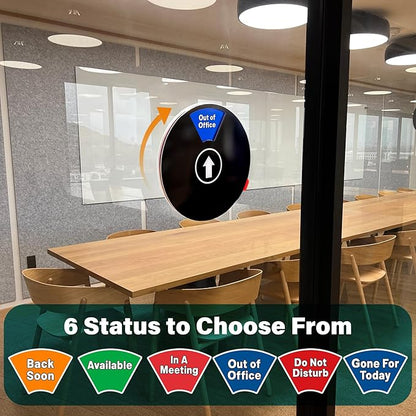 Status Spinner Privacy Signs: 6-in-1 Options - Do Not Disturb, In A Meeting, Gone For Today, Out Of Office, Available, Back Soon - For Office and Home Use