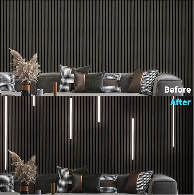 Art3d LED Recessed Lighting Kit - 6pcs Self-Adhesive White LED Light with Smart Switch, 3000k Touching Switch Light for Wood Slat Wall Panels, Headboards, Stairs, Under Cabinet, Home Decor