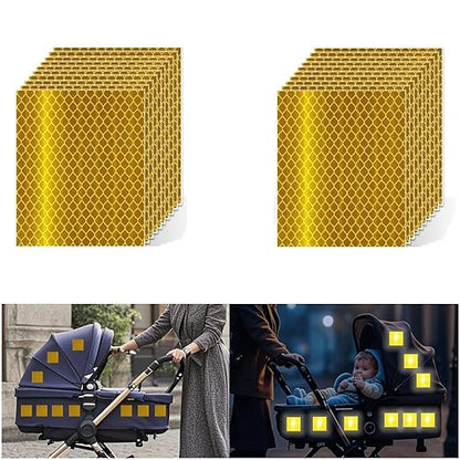 Non Fading Yellow Reflective Stickers 4 inch X 4 inch, Outdoor Waterproof High Visibility Warning Safety Adhesive Reflector Tape (20 Pcs)