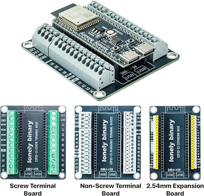 3-Pack ESP32-S3 N16R8 Gold Edition Kit with 16MB Flash, 8MB PSRAM, Expansion Boards, Terminals, Data Cable & Tutorials - Lead-Free Gold Finish Compatible with Arduino IDE & MicroPython