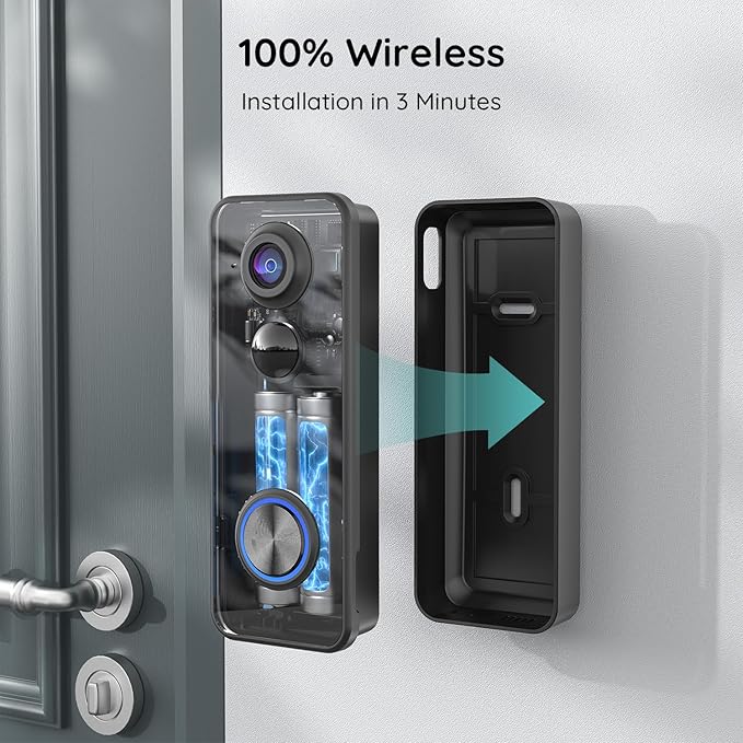 BOIFUN Doorbell Camera Wireless – No Subscription Required, 180° Ultra Wide-Angle, 2K FHD, AI Detection & Alert, HDR Night Vision, Two-Way Audio & Battery Video Doorbell with Chime, 2.4 GHz Wi-Fi Only