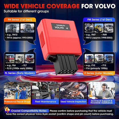 Autel Original MaxiSYS 8-Pin CV Adapter for Volvo, 8 Pins to OBD2 16 Pins for Volvo Off-Highway Cable Connector, Work w/Autel Heavy Duty Truck Scanner MS908CV MS908CV II MS909CV MS906CV MaxiFlash VCI