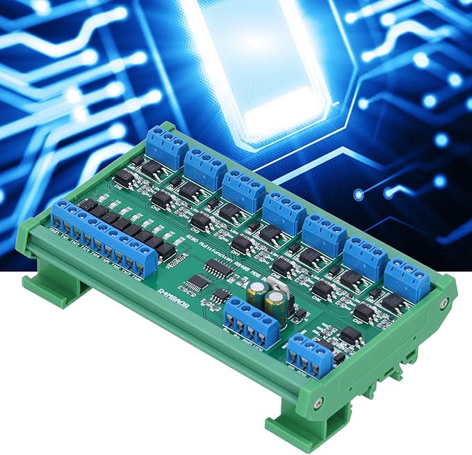 MOSFET Control Module 8 Channel Input Output RS485 Din Rail Mount Smart Home Automation Electronic Component for CCTV Camera System Motor Control