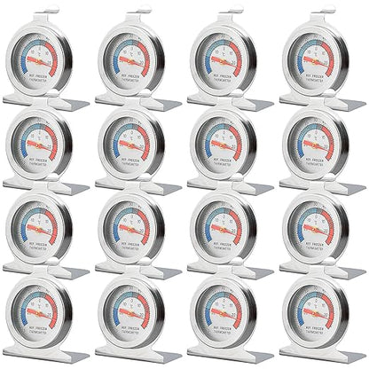 16 Pack Refrigerator Thermometer Large Dial Freezer Thermometer Classic Series Fridge Alarm Thermometer Internal Temperature Gauge for Fridge Freezer Cooler