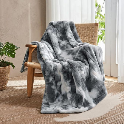 Electric Heated Blanket 62"x84",Luxury Grey Twin Faux Rabbit Fur Electric Blanket,Fast Heating Soft Fluffy Thick Electric Blanket with 6 Heating Levels & 12H Auto Off