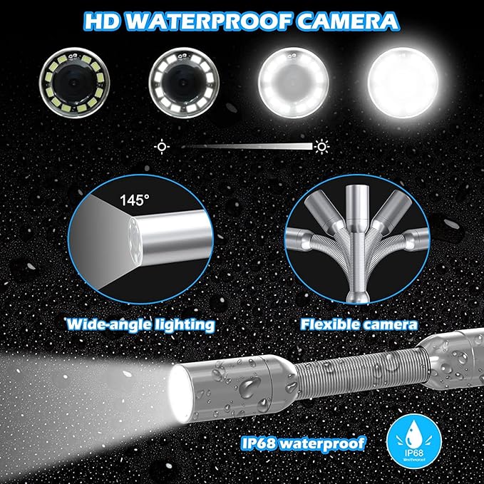 Sanyipace Sewer Camera with Locator 165 FT/50 M, Drain Pipe Inspection Camera with Detector, Waterproof Cámara Probe w/h 512Hz Transmitter, Distance Counter, 9" Color Screen, 16GB TF Card, 5mm Cable
