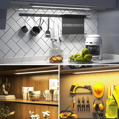 MYPLUS Under Cabinet Lights with Hand Wave, 16" Dimmable 5 Color 2700K/3500K/4000K/5000K/6500K, Bright 450 Lumens,7W,120V, Led Light Bar for Kitchen,Sink,Indoor