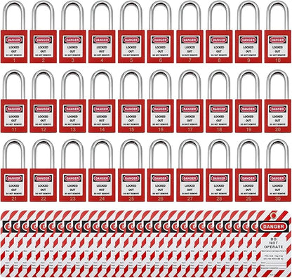 Lockout Tagout Locks, Safety Padlock, Loto Locks Keyed Differently Lock Out Tag Out 30 pcs Safety Padlocks Plastic with 30 Lockout TagOut Tags Red