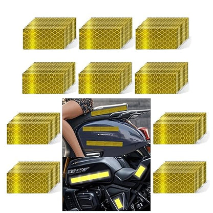 Non Fading Yellow Reflective Stickers 1 inch X 2 inch, Outdoor Waterproof High Visibility Warning Safety Adhesive Reflector Tape (100 Pcs)