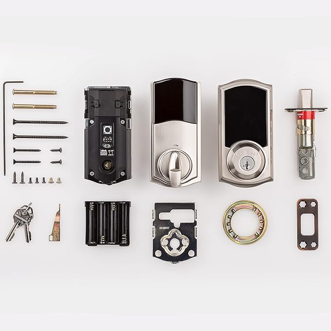 Kwikset SmartCode 916 Z-Wave Smart Lock, Keyless Entry Ring Compatible Door Lock, Touchscreen Electronic Deadbolt, SmartKey Re-Key Security, Smart Hub Required, Traditional Satin Nickle