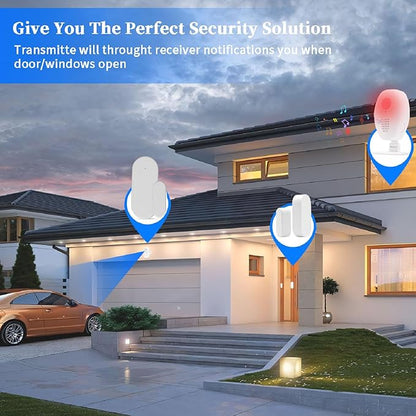 FTVOGUE Wireless Door Sensor Alarm 98.4FT Range 80dB Loud Magnetic Window Open Alert for Home