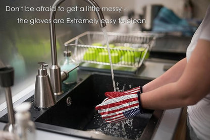 Kitchen perfection XL Silicone Smoker Oven Gloves-Extreme Heat Resistant BBQ Gloves-Handle Hot Food Right on Your Grill Fryer&Pit|Waterproof Grilling Cooking Baking Mitts|Superior Value Set+3 Bonuses