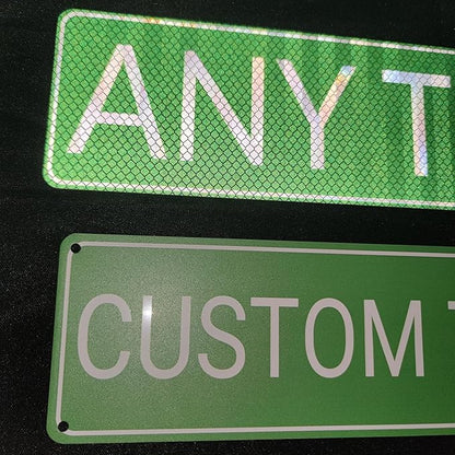 Custom Signs Outdoor Metal, Personalized Street Reflective Signs with Text Photo, 6x24 Inches, Single/Double Sided, Rust Free .040 Aluminum