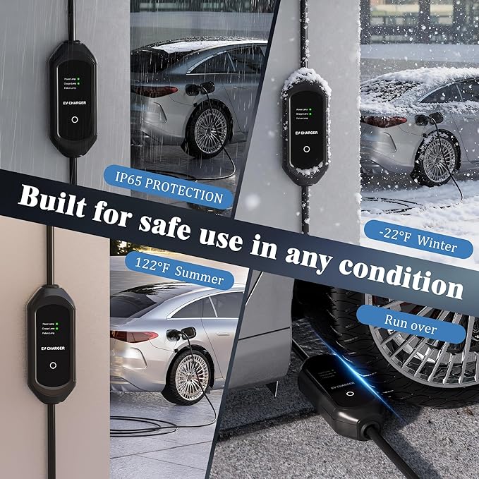 Level 1 EV Charger 16A Amp, 110V Portable EV Charger with 20FT Cable,NEMA 5-15 Plug, Home Electric Vehicle Charging Station for All J1772 Electric Cars Indoor/Outdoor Charging