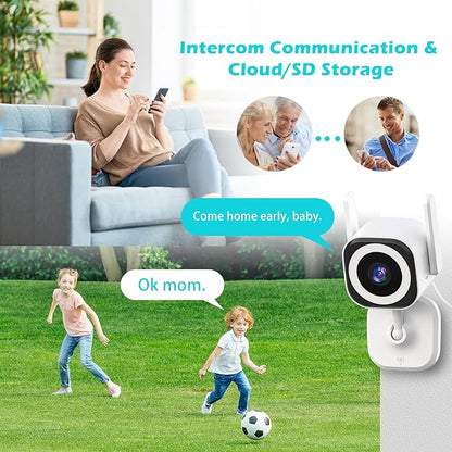 5G Outdoor/Indoor Camera for Home Security, 2K Baby Monitor Cameras for Bedroom/Elder/Dog/Pet Security Camera,3X Zoom, IP66 Waterproof,Night Vision, Two-Way Talk, SD/Cloud-2Pack