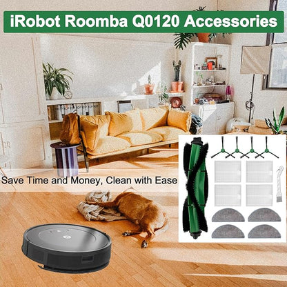 14 Pack Replacement Parts kit for iRobot Roomba Combo Essential Series Q0120, Q0520, Y0140, Y0110, Q011 Robot Vacuum Cleaner, 1 Main Brush, 4 Side Brushes,4 Hepa Filters,4 Mop Cloth,1 Cleaning Brush