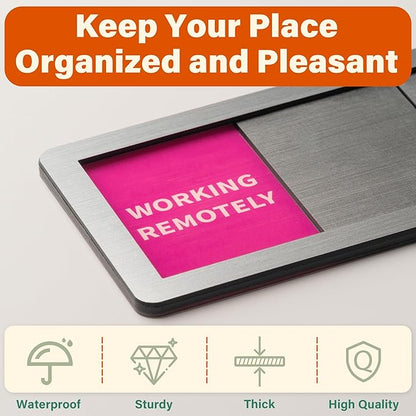 Office Door Signs 6 Options Do Not Disturb, Please Knock, In A Meeting, Out Of Office, Working Remotely Back Soon Privacy Door Slider Sign For Meeting & Conference Room Brushed Silver