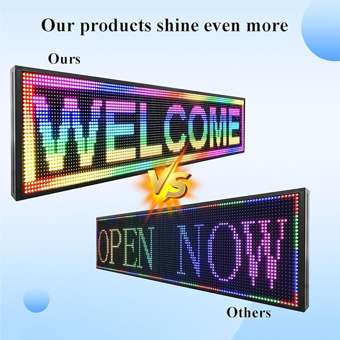 P10 Outdoor RGB Full Color WiFi Programmable Bright LED Scrolling Message Display Board 65”x14” Led Sign, Led Digital Sign Board, Perfect Solution for Store Advertising