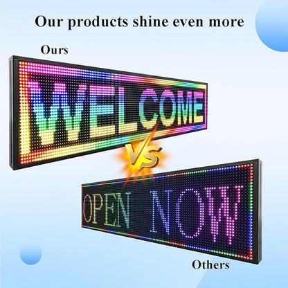 P10 Outdoor RGB Full Color WiFi Programmable Bright LED Scrolling Message Display Board 65”x14” Led Sign, Led Digital Sign Board, Perfect Solution for Store Advertising